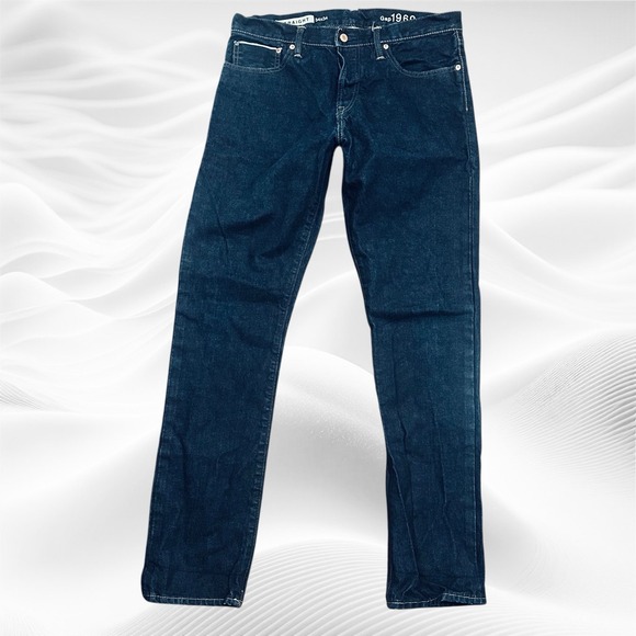 Gap 1969 Jeans Men 34(35)x34.5 Dark Wash Selvedge Ring Spun Denim Straight Fit - Picture 1 of 8